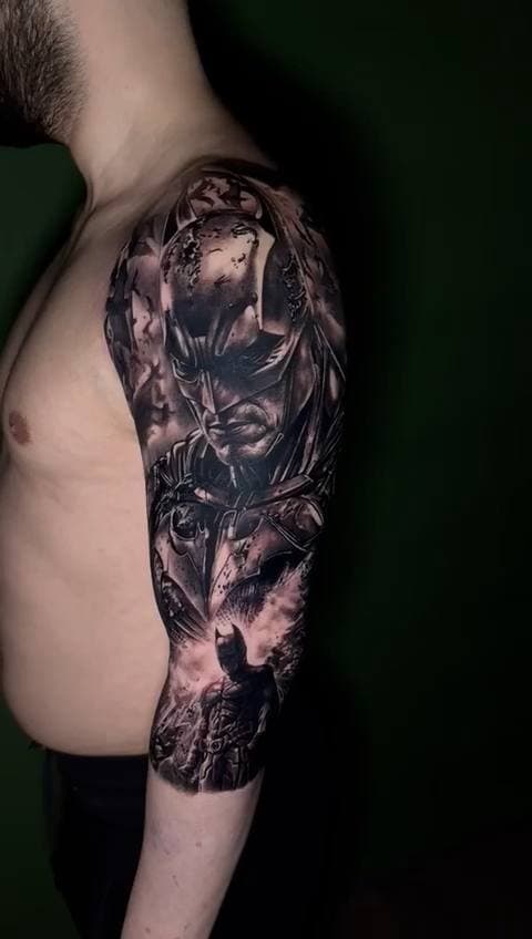 Batman, Sleeve, tätowiert bei INK ZONE ZÜRICH