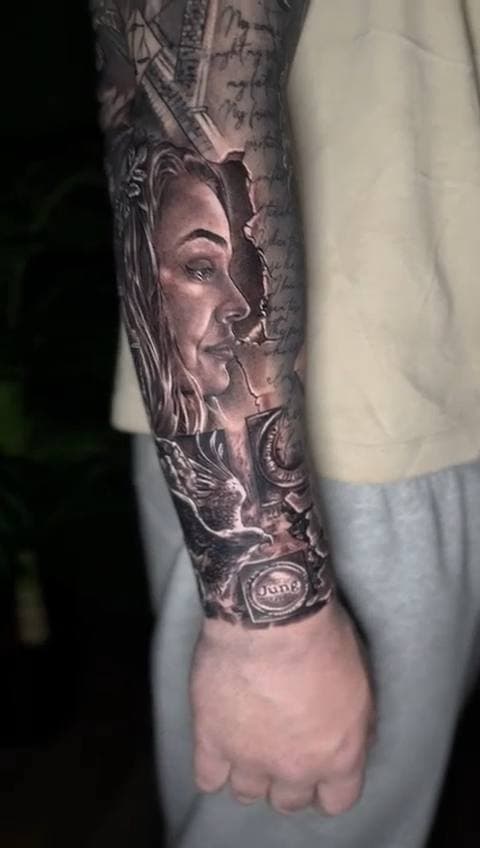 Porträt & Adler, Unterarm, tätowiert bei INK ZONE ZÜRICH
