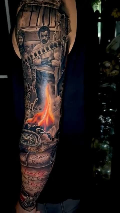 Familien-Sleeve in Farbe, tätowiert bei INK ZONE ZÜRICH